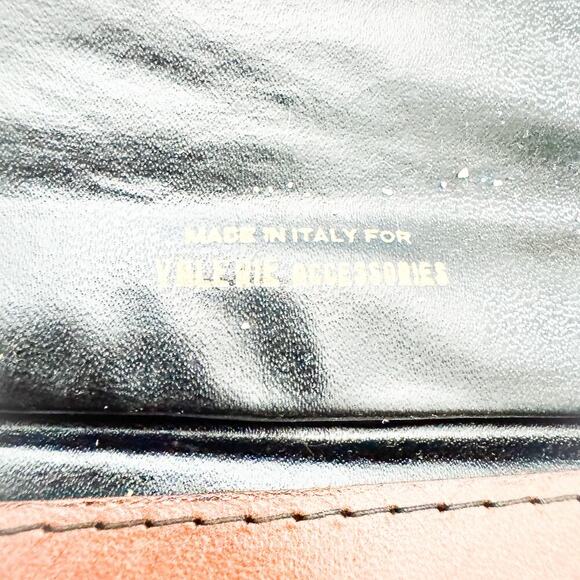 Valerie Large Brown Genuine Leather Tan Leather Patterned Handbag Purse Italy - Picture 3 of 5